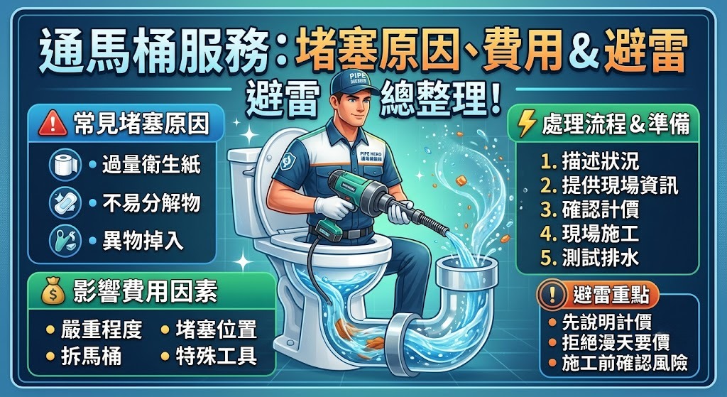 通馬桶服務怎麼找？堵塞原因、處理流程、費用與避雷一次看懂