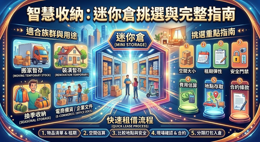 迷你倉怎麼選？空間大小、費用、安全與租借注意事項完整指南