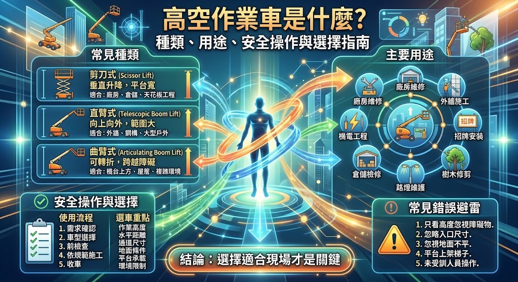 高空作業車是什麼？種類、用途、安全操作與選擇方式完整指南