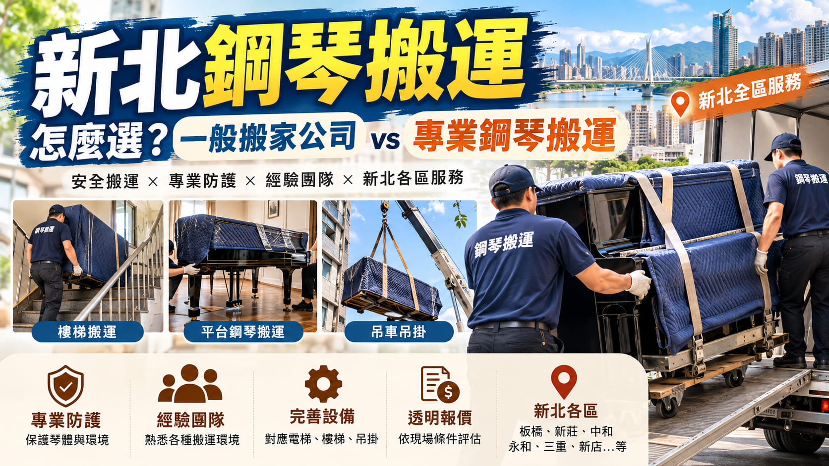 新北鋼琴搬運怎麼選?一般搬家公司 vs 專業鋼琴搬運完整比較