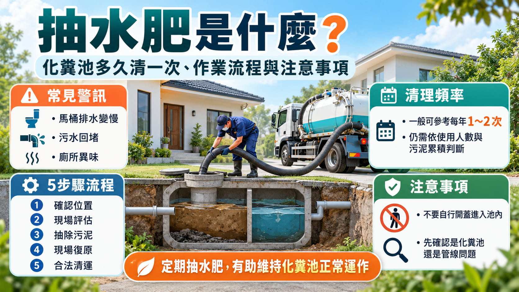 抽水肥是什麼？化糞池多久清一次、作業流程與注意事項